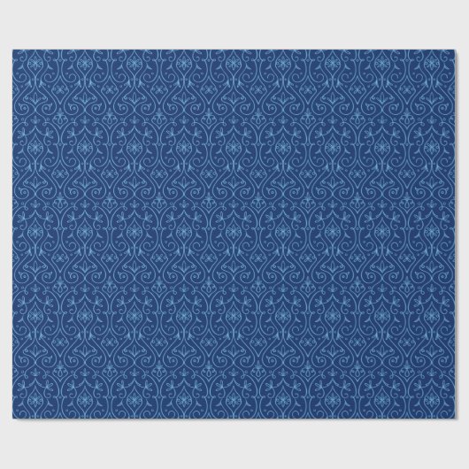 Blauwe en gouden decoratieve Hanukkah Cadeaupapier (Vlak)