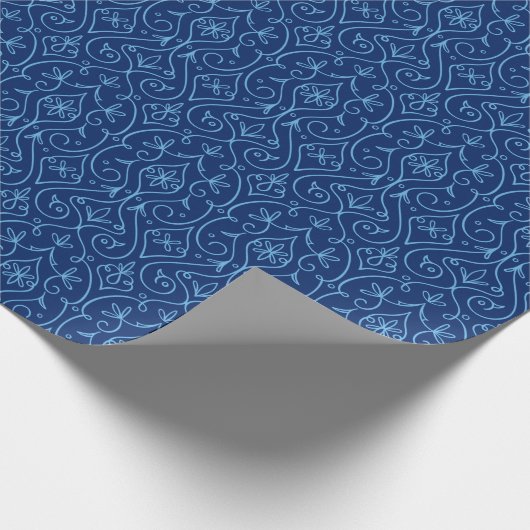 Blauwe en gouden decoratieve Hanukkah Cadeaupapier (Hoek)
