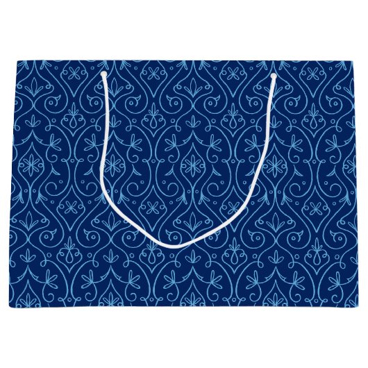Blauwe en gouden decoratieve Hanukkah Large Cadeautasje (Voorkant)