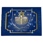 Blauwe en gouden decoratieve Hanukkah Large Cadeautasje (Voorkant)