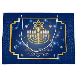 Blauwe en gouden decoratieve Hanukkah Large Cadeautasje
