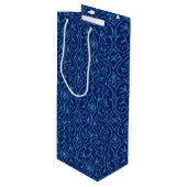 Blauwe en gouden decoratieve Hanukkah Wijn Cadeautas (Voorkant Gekanteld)