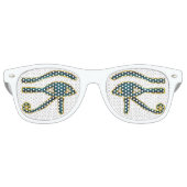 Blauwe en gouden Egyptische ogen Retro Zonnebril (Voorkant)