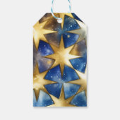 Blauwe en gouden engel, sterren, hemels, cadeaulabel (Achterkant)
