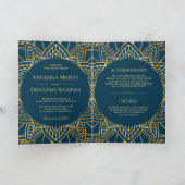 Blauwe en gouden etnische Mandala Indiaas huwelijk (Binnen)