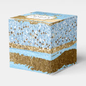 Blauwe en gouden Faux Paint en Glitter Favor Box Bedankdoosjes (Voorkant Zijde)