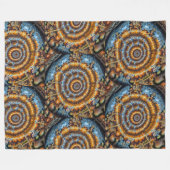 blauwe en gouden fractale draaikolk fleece deken (Voorkant (Horizontaal))