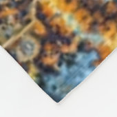 blauwe en gouden fractale draaikolk fleece deken (Hoek)