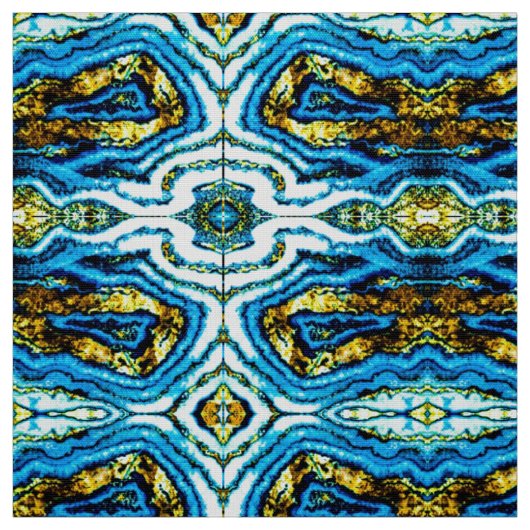 Blauwe en gouden geode verbinding stof (Swatch)