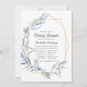 Blauwe en gouden geometrische Eucalyptus virtuele  Kaart (Voorkant)