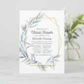 Blauwe en gouden geometrische Eucalyptus virtuele  Kaart (Staand voorkant)