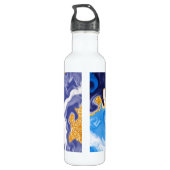 Blauwe en gouden gepersonaliseerde marmerbare fluï waterfles  (Achterkant)