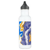 Blauwe en gouden gepersonaliseerde marmerbare fluï waterfles  (Rechts)