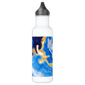 Blauwe en gouden gepersonaliseerde marmerbare fluï waterfles  (Links)