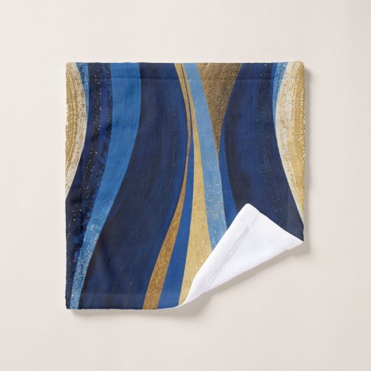 Blauwe en gouden golven bad handdoek (Wasdoekje)