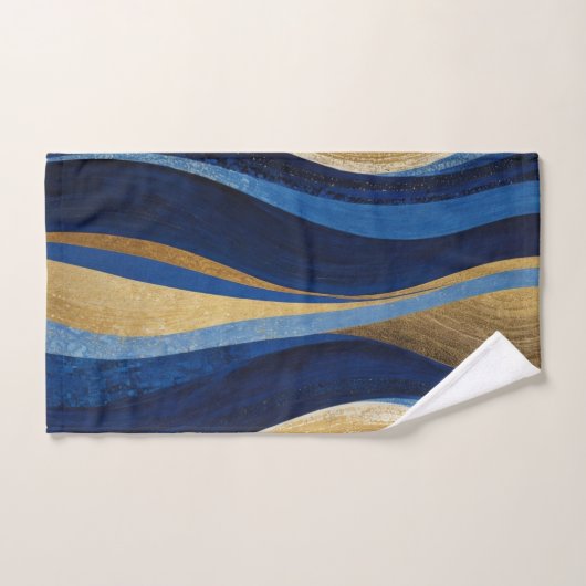 Blauwe en gouden golven bad handdoek (Handdoek)