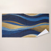 Blauwe en gouden golven badhanddoek (Badhanddoek)