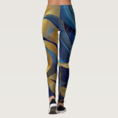Blauwe en gouden golven leggings (Achterkant)