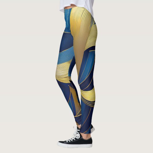 Blauwe en gouden golven leggings (Links)