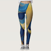 Blauwe en gouden golven leggings (Voorkant)