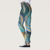Blauwe en gouden golven leggings (Links)