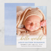 Blauwe en gouden hallo koninklijke babyjongen (Voorkant / Achterkant)