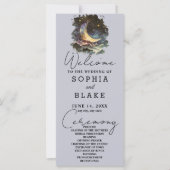 Blauwe en Gouden Halve Maan Sterren Wolken Bruilof (Voorkant)