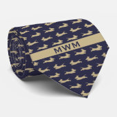 Blauwe en gouden hardloopteckel stropdas (Opgerold)