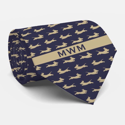 Blauwe en gouden hardloopteckel stropdas (Opgerold)