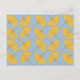 Blauwe en gouden Herfst Ginkgo Ginko Biloba Leaves Briefkaart
