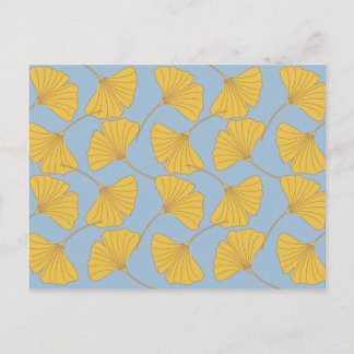 Blauwe en gouden Herfst Ginkgo Ginko Biloba Leaves Briefkaart