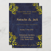 Blauwe en Gouden Huwelijksuitnodiging Kaart (Voorkant / Achterkant)