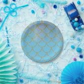 Blauwe en gouden ijzige Shimmer Mermaid Party Papieren Bordje (Feest)