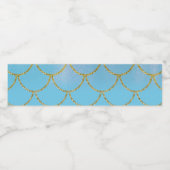 Blauwe en gouden ijzige Shimmer Mermaid Party Waterfles Etiket (Enkel label)