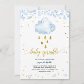 Blauwe en gouden jongen Raincluide Baby Sprinkle Kaart (Voorkant)
