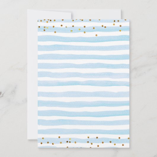 Blauwe en gouden jongen Raincluide Baby Sprinkle Kaart (Achterkant)