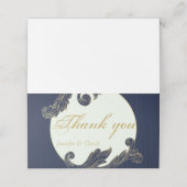 Blauwe en gouden kaarten plaatskaartje (Buitenkant ongevouwen)