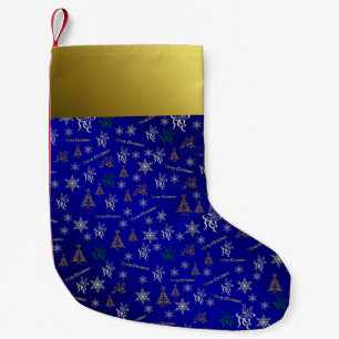 " blauwe en gouden kerst " kleine kerstsok