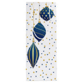 Blauwe en gouden kerstfeestdag wijn cadeautas (Achterkant)