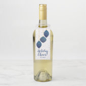 Blauwe en gouden kerstfeestdagen flessenhanger (Op fles)