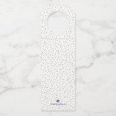 Blauwe en gouden kerstfeestdagen flessenhanger (Achterkant)