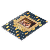 Blauwe en gouden kerstfoto's notitieboek (Linkerzijde)