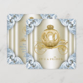 Blauwe en gouden koets Prince Baby shower Kaart (Voorkant / Achterkant)