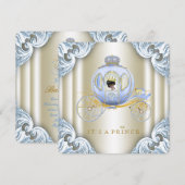 Blauwe en gouden koets Prince Etnisch Baby shower Kaart (Voorkant / Achterkant)