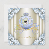 Blauwe en gouden koets Prince Etnisch Baby shower Kaart (Voorkant)