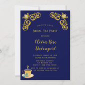 Blauwe en gouden koninklijke kroon Damask Bridal T Kaart (Voorkant)