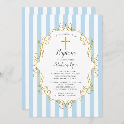 Blauwe en gouden Lijsten jongens Kaart (Voorkant / Achterkant)