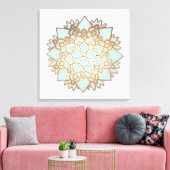 Blauwe en Gouden Lotus Canvas Afdruk (Insitu (Woonkamer))