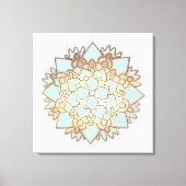 Blauwe en Gouden Lotus Canvas Afdruk (Voorkant)