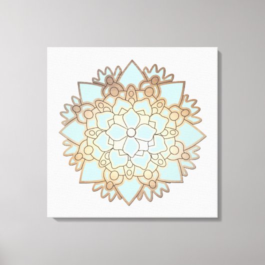 Blauwe en Gouden Lotus Canvas Afdruk (Voorkant)